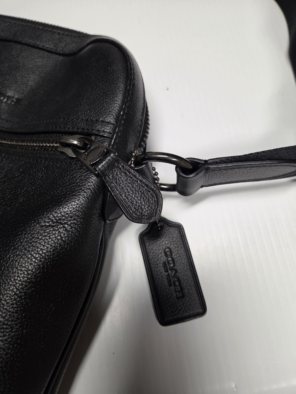 Coach Houston Flight Bag Black Leather Gunmetal Messenger Crossbody Bag - Picture 3 of 8